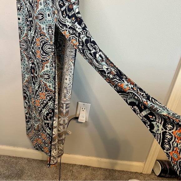 London Times Maxi Dress Front Slit Multicolor Sleeveless Size 12 Boho Beach - Picture 6 of 10